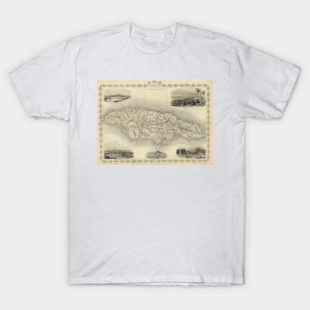 Vintage Map of Jamaica (1851) T-Shirt by Bravuramedia